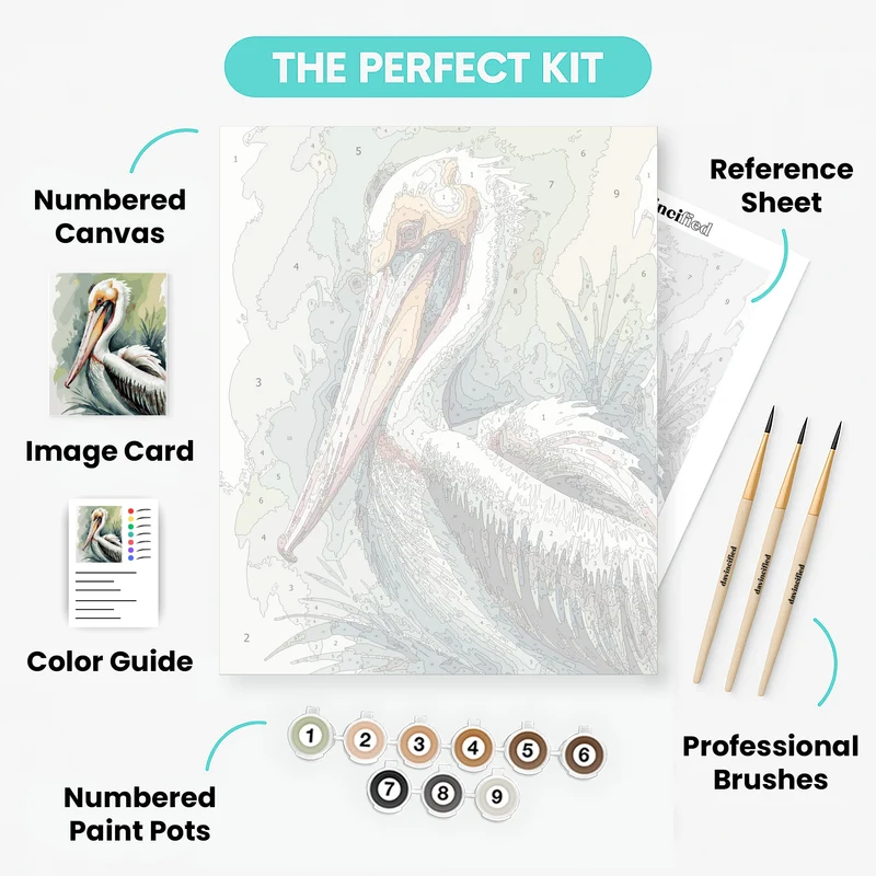 Majestic Pelican Portrait - Paint by Numbers Kit