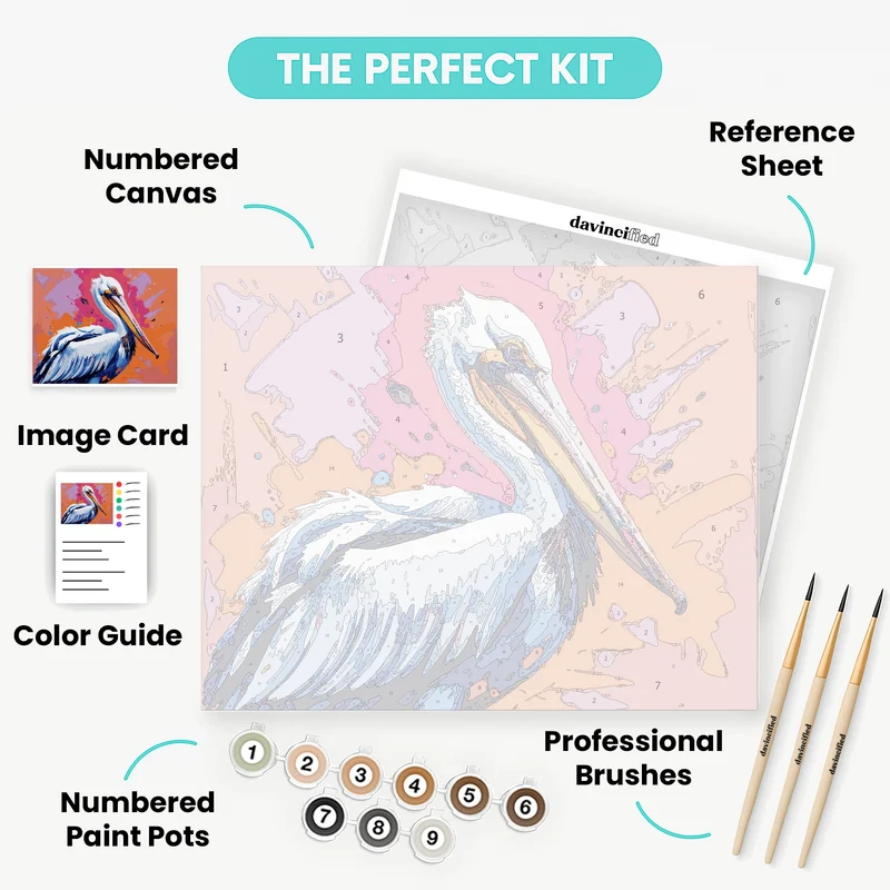Colorful Pelican with Abstract Splash - Paint by Numbers Kit