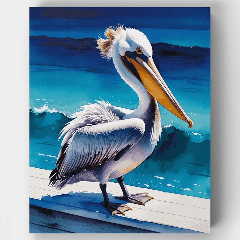 Pelican on Pier - Paint by Numbers Kit