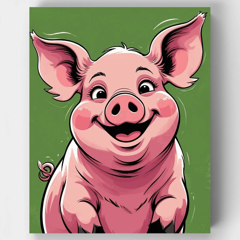 Happy Pink Pig - Paint by Numbers Kit