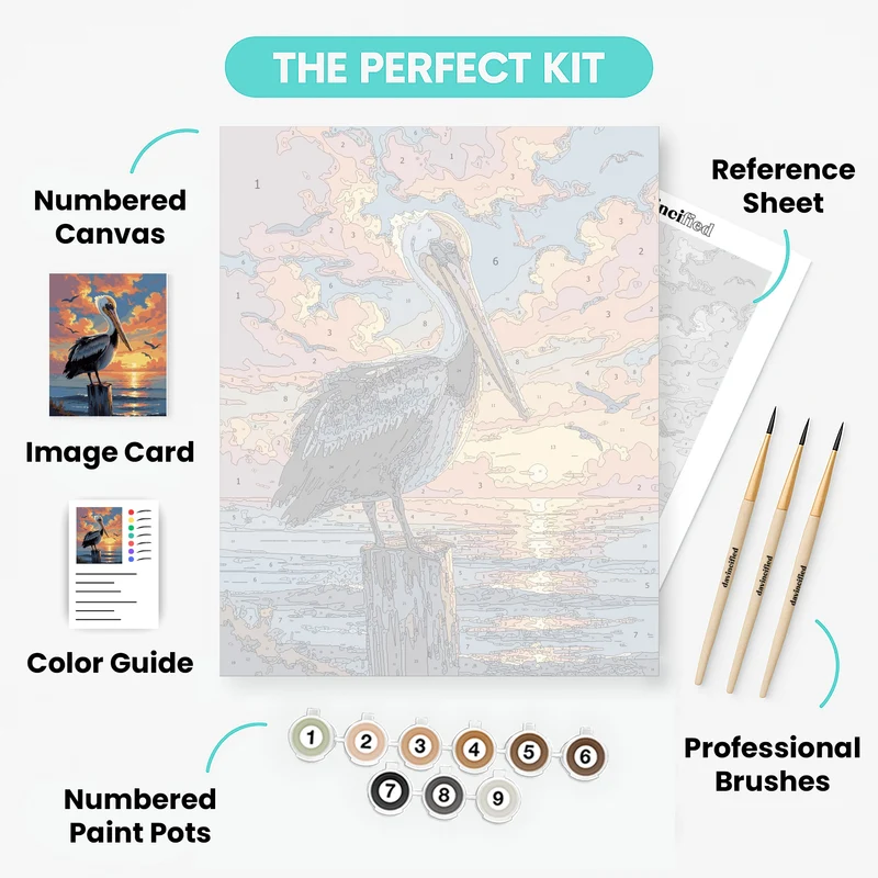 Pelican at Sunset - Paint by Numbers Kit
