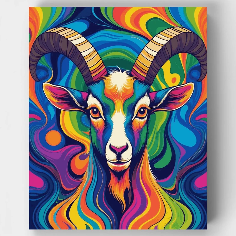 Psychedelic Rainbow Goat - Paint by Numbers Kit