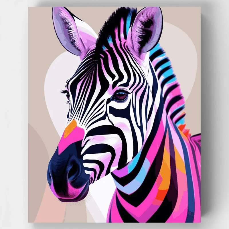 Vibrant Zebra Portrait - Paint by Numbers Kit