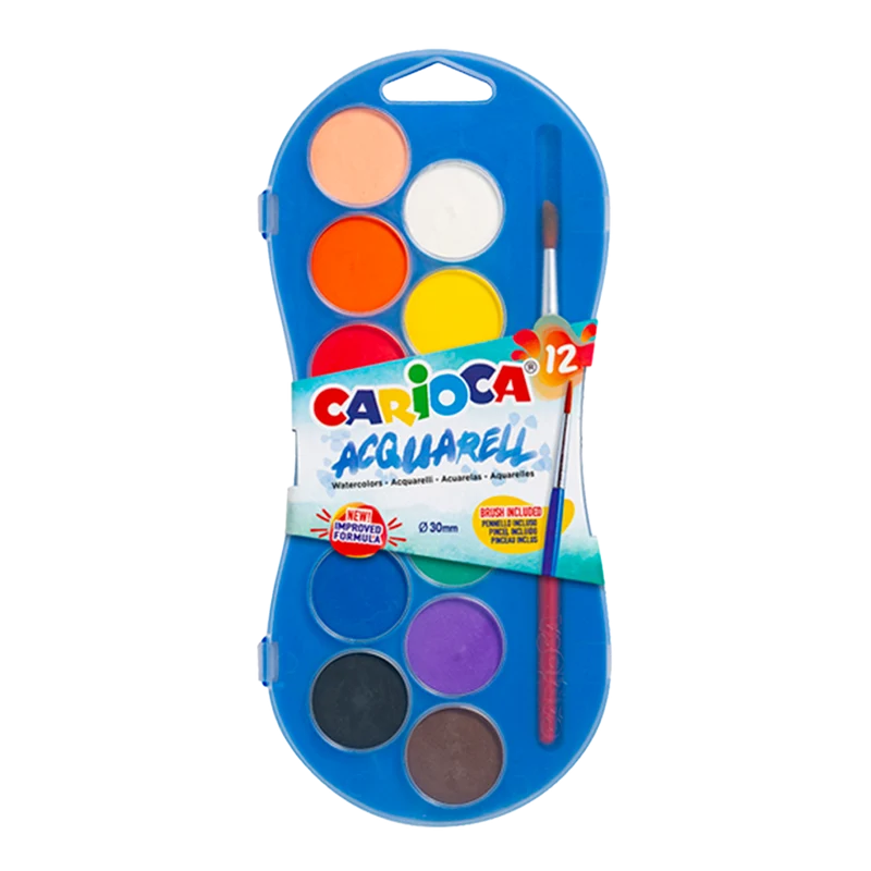 Carioca νερομπογιές – σετ 12 χρωμάτων με πινέλο