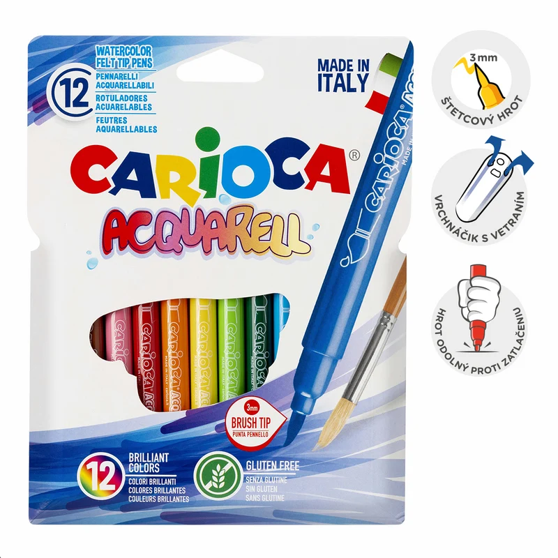 Pennarelli acquerellabili Carioca, 12 pz, colori assortiti