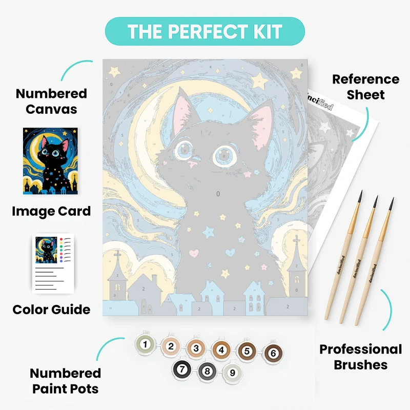 Starry Night Black Cat - Paint by Numbers Kit