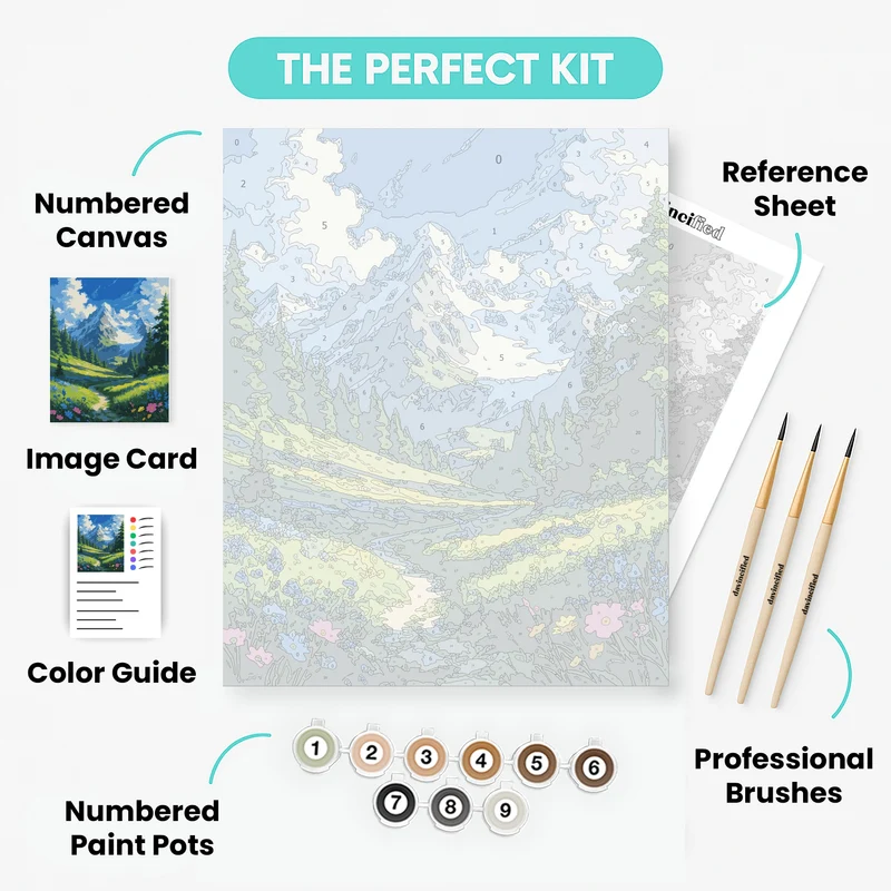 Alpine Meadow Mountain Trail - Paint by Numbers Kit