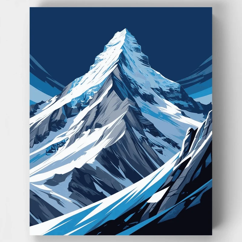 Majestic Snow-Capped Mountain Peak - Paint by Numbers Kit