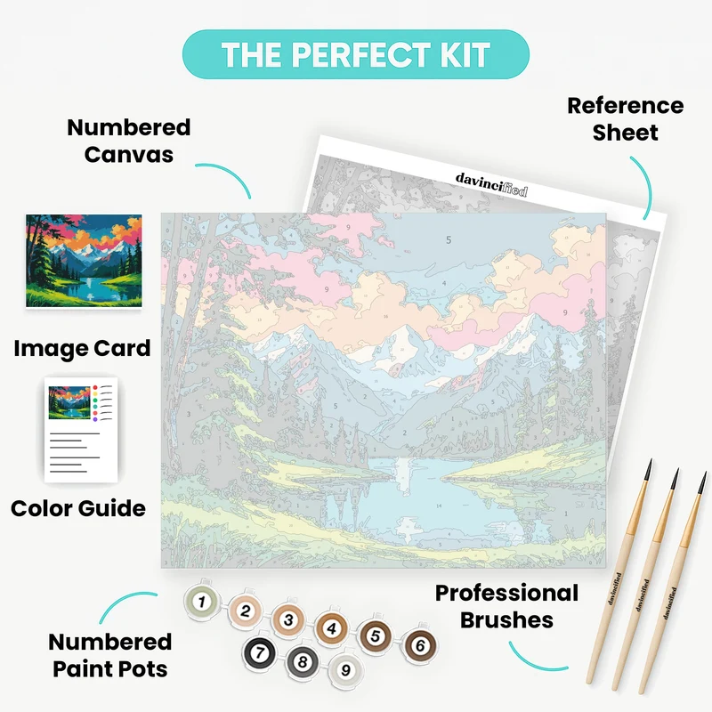 Mountain Lake Sunset Landscape - Paint by Numbers Kit