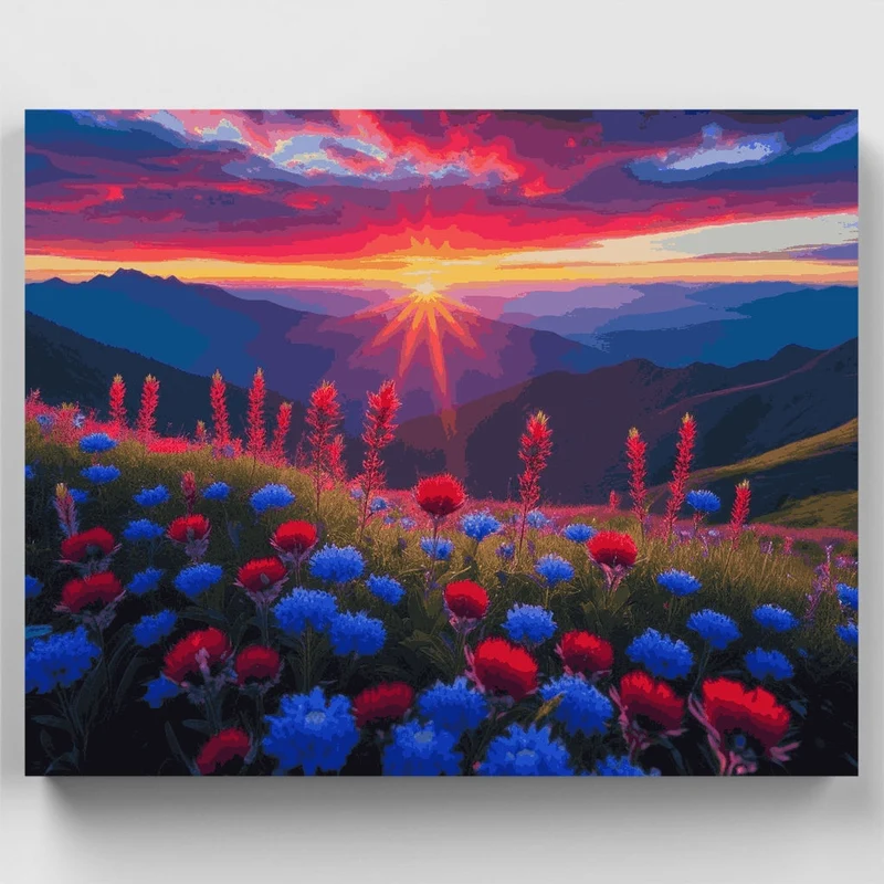 Mountain Wildflower Sunset - Paint by Numbers Kit