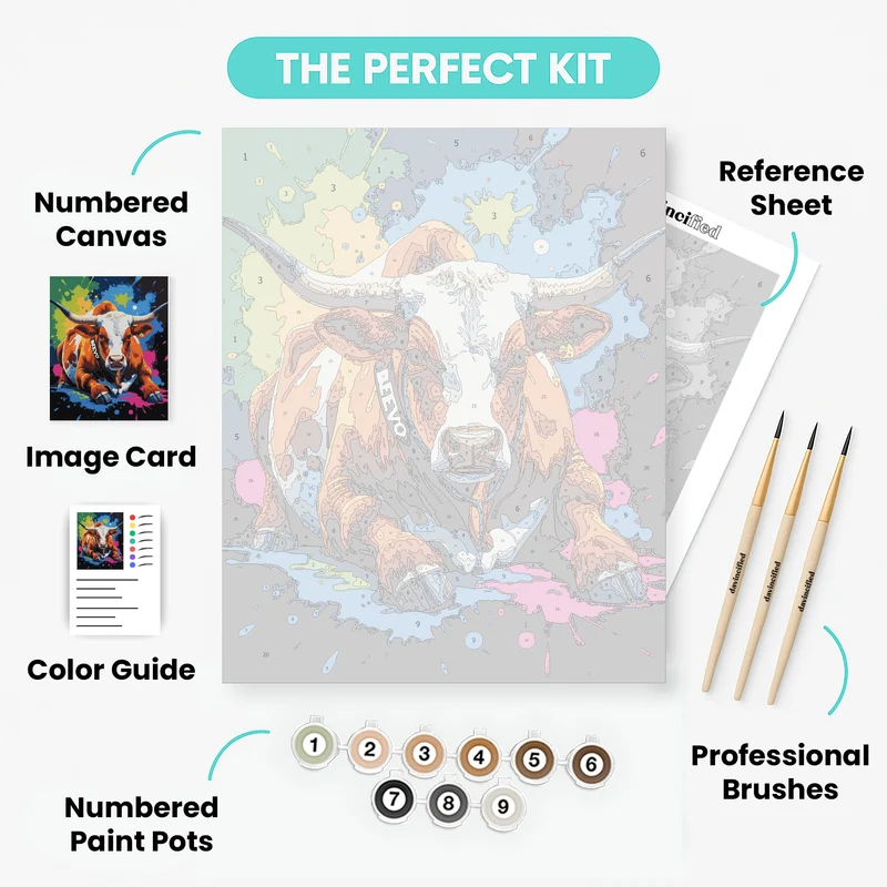 Vibrant Longhorn Bull - Paint by Numbers Kit