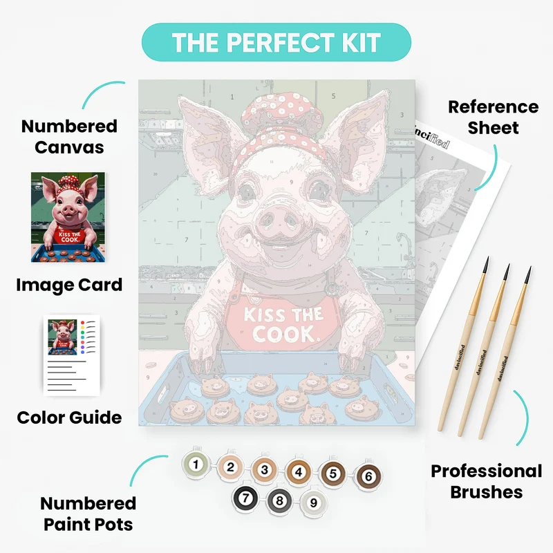 Kiss The Cook Pig - Paint by Numbers Kit