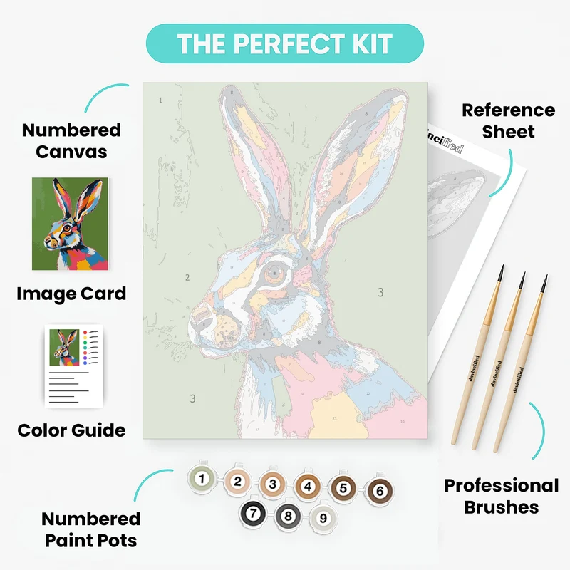 Vibrant Hare Portrait - Paint by Numbers Kit