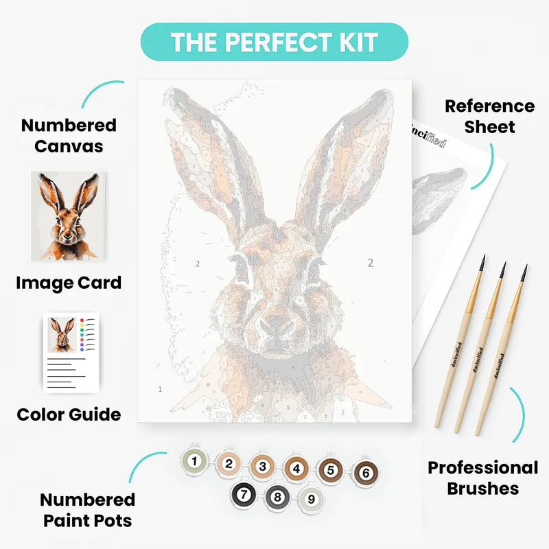 Watercolor Hare Portrait - Paint by Numbers Kit