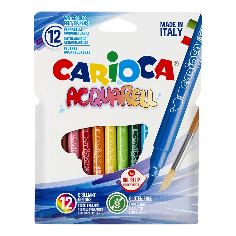 Μαρκαδόροι ακουαρέλας Carioca, 12 τμχ, διάφορα χρώματα