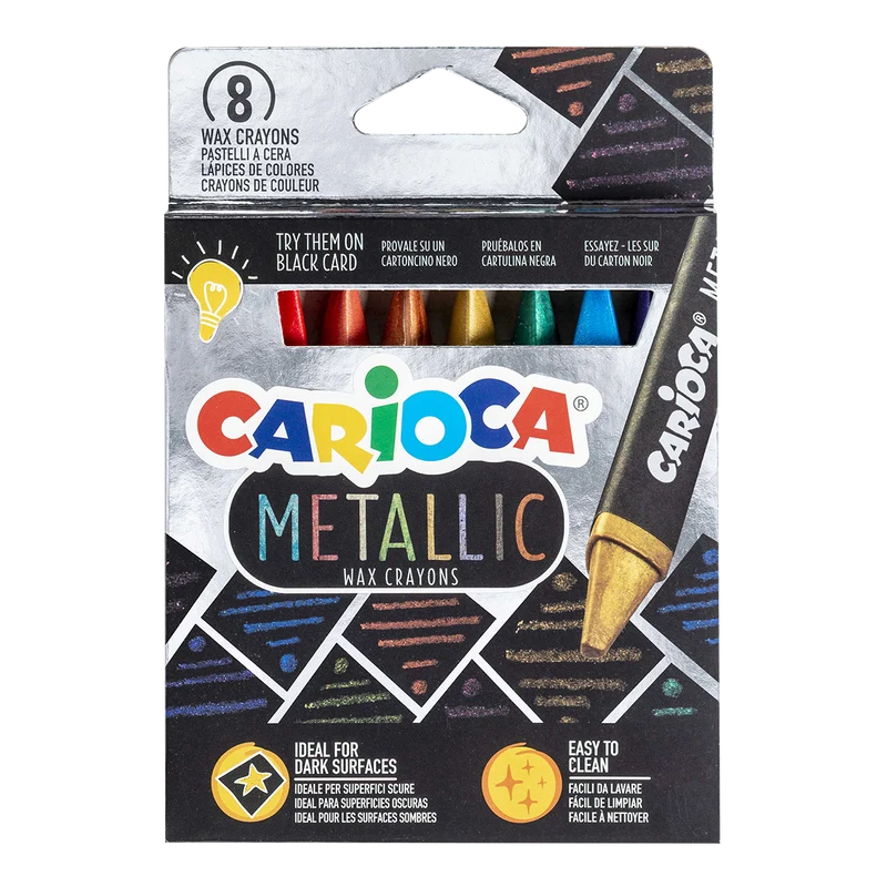 Τριγωνικές κηρομπογιές Carioca Metallic, 8 τμχ