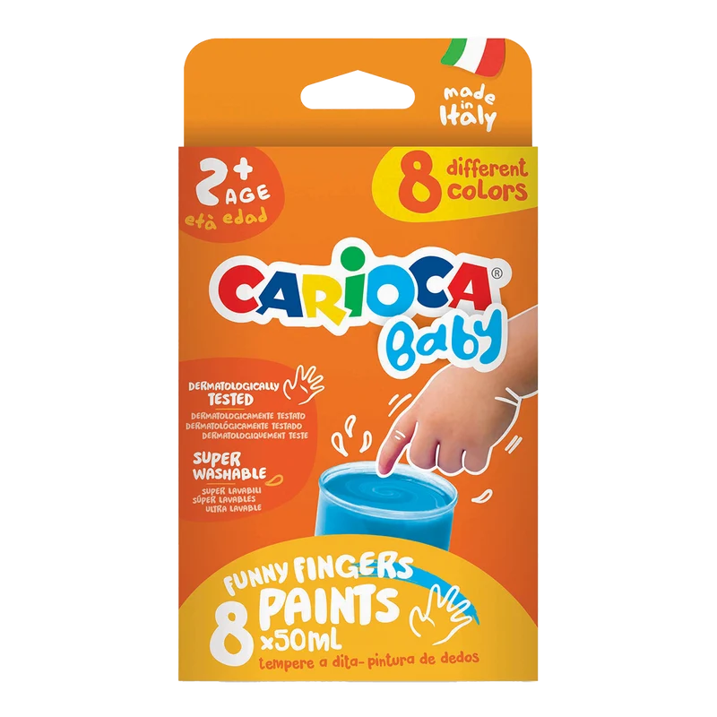 Prstové farby Carioca Baby 2+, 8 × 50 ml