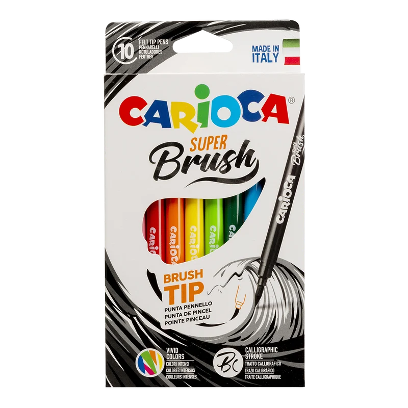 Carioca Brush Pinselstifte, 10er-Set, Farbmix