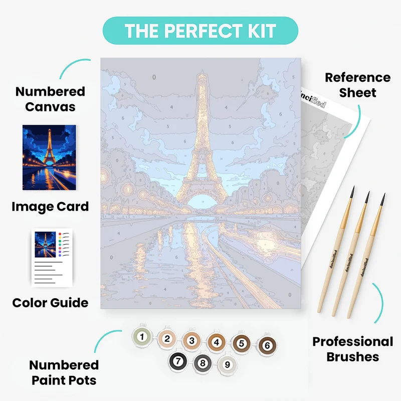 Eiffel Tower Night Scene - Paint by Numbers Kit