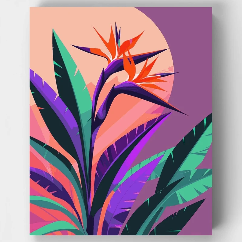 Vibrant Bird of Paradise Sunset - Paint by Numbers Kit