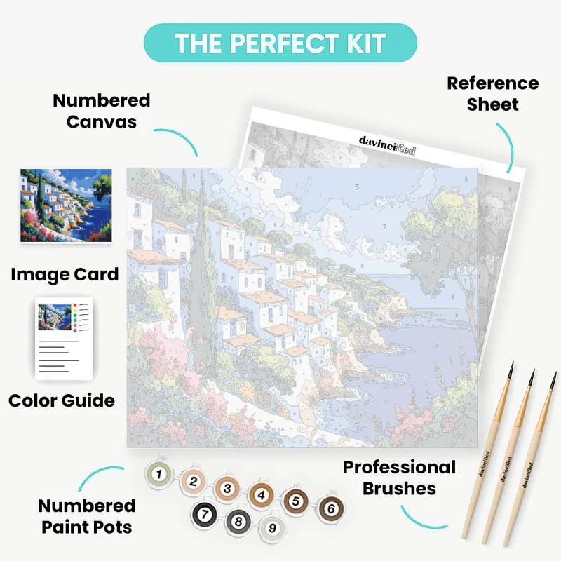 Mediterranean Seaside Villa Terrace - Paint by Numbers Kit