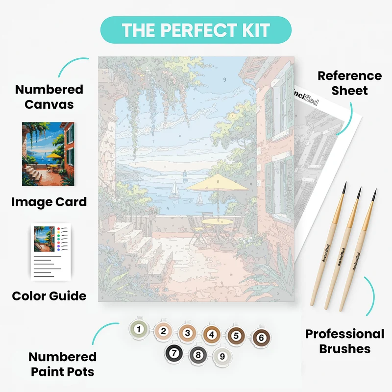 Mediterranean Terrace Paradise - Paint by Numbers Kit