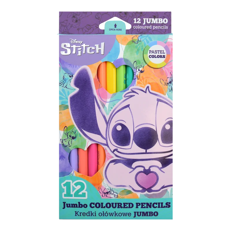 Τριγωνικές ξυλομπογιές Colorino JUMBO Stitch Pastel, 12 παστέλ χρώματα