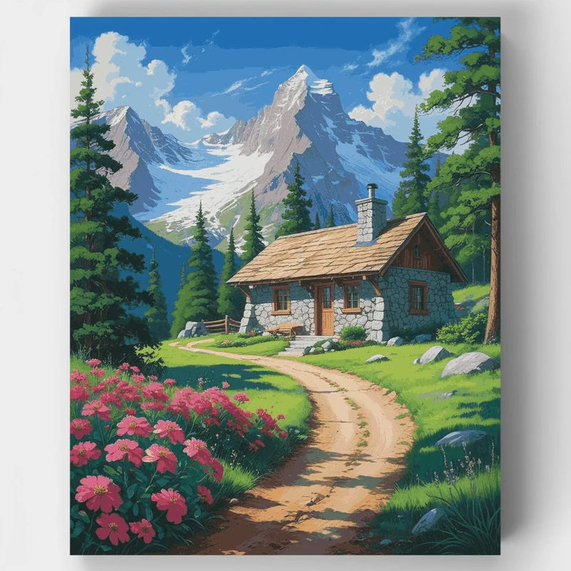 Mountain Cottage Paradise - Paint by Numbers Kit