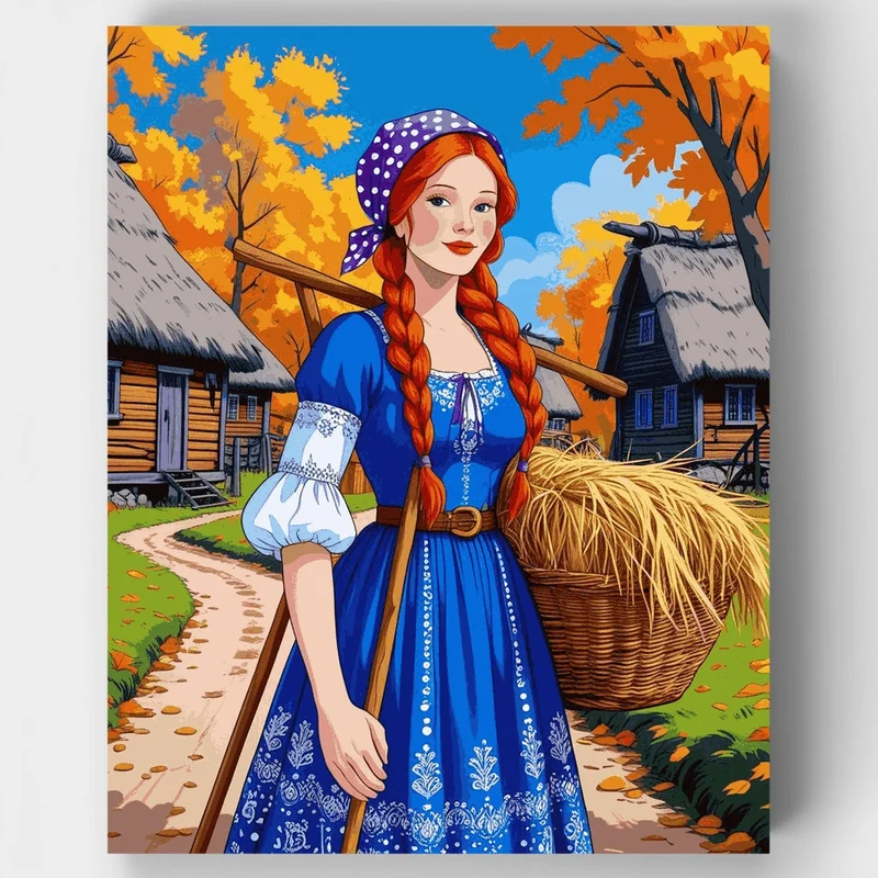 Autumn Village Maiden - Paint by Numbers Kit