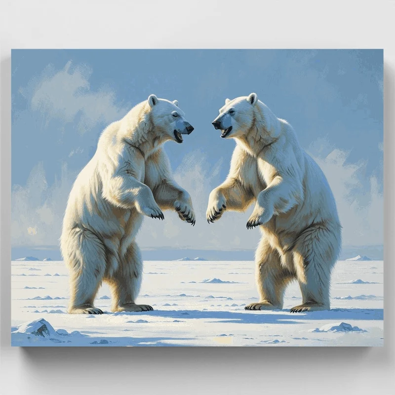 Arctic Polar Bears Face to Face - Paint by Numbers Kit