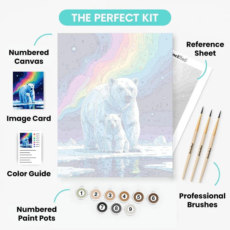 Polar Bears Under the Aurora - Paint by Numbers Kit