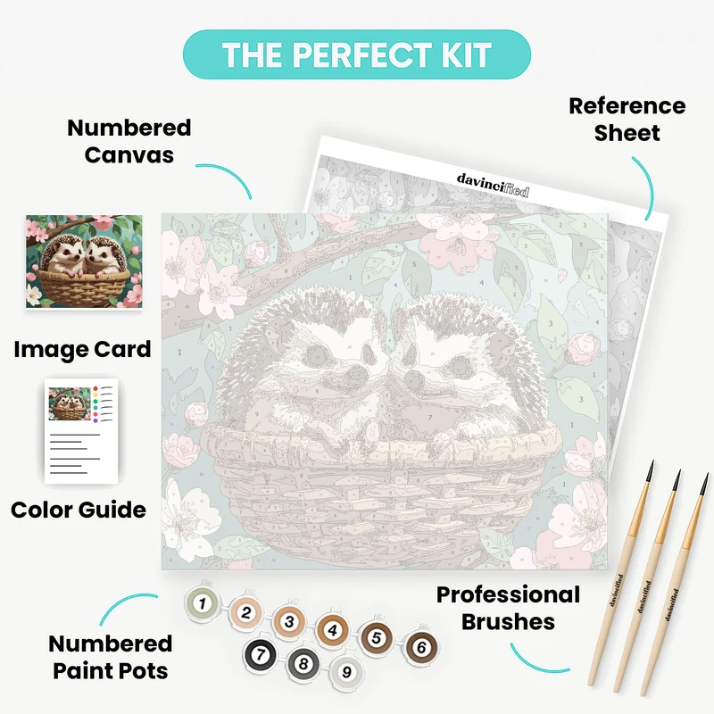 Two Hedgehogs in a Basket - Paint by Numbers Kit