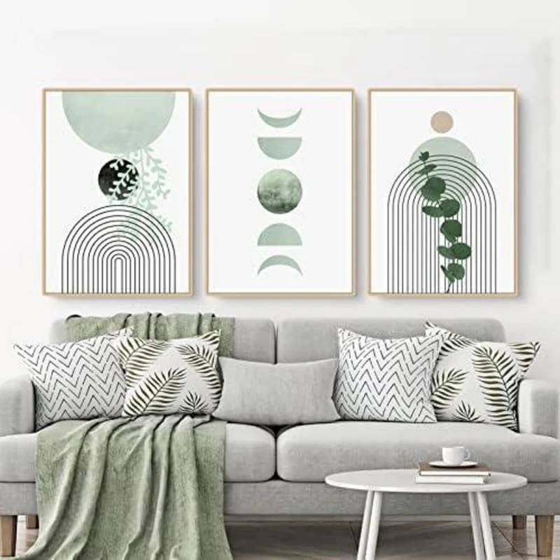 Boho Poster Set 3er Set Grünpflanzen Wandbilder Modern