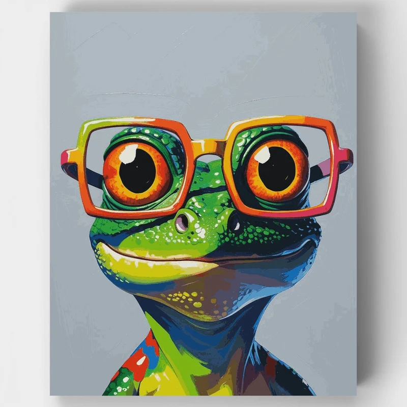 Gecko with Orange Glasses - Paint by Numbers Kit