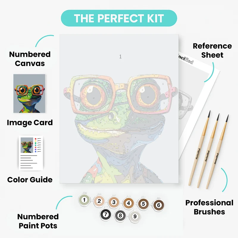 Gecko with Orange Glasses - Paint by Numbers Kit