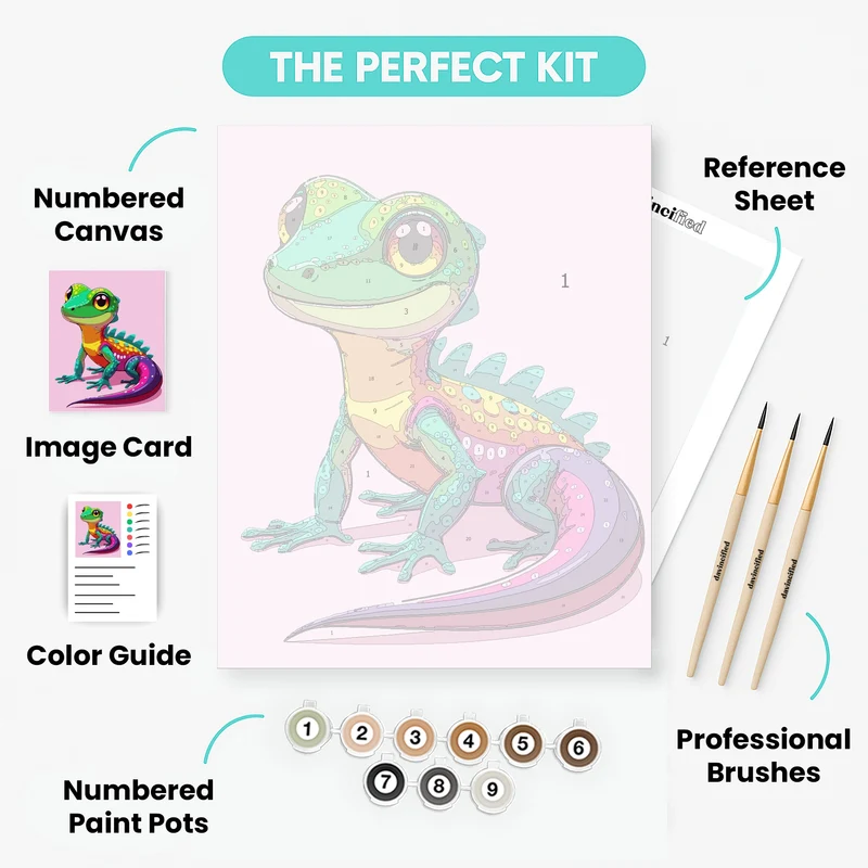 Colorful Rainbow Gecko - Paint by Numbers Kit