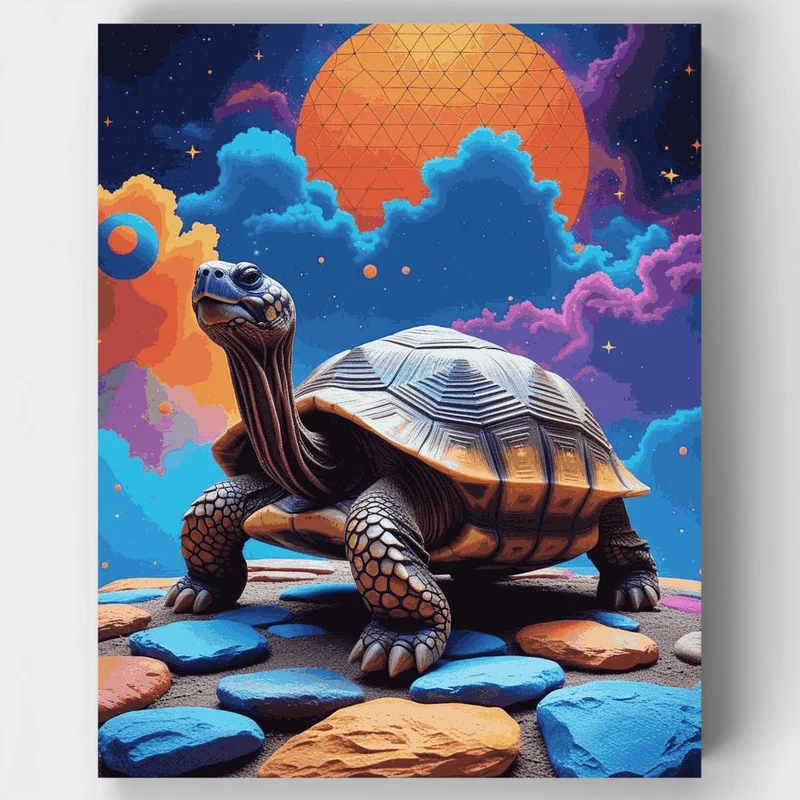 Cosmic Tortoise in Space - Paint by Numbers Kit