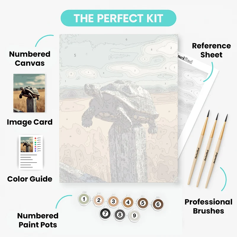 Desert Tortoise on Fence Post - Paint by Numbers Kit