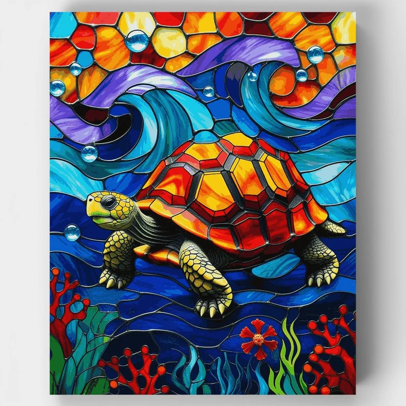Stained Glass Sea Turtle - Paint by Numbers Kit