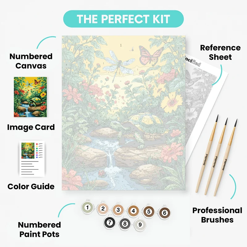 Garden Turtle Paradise - Paint by Numbers Kit