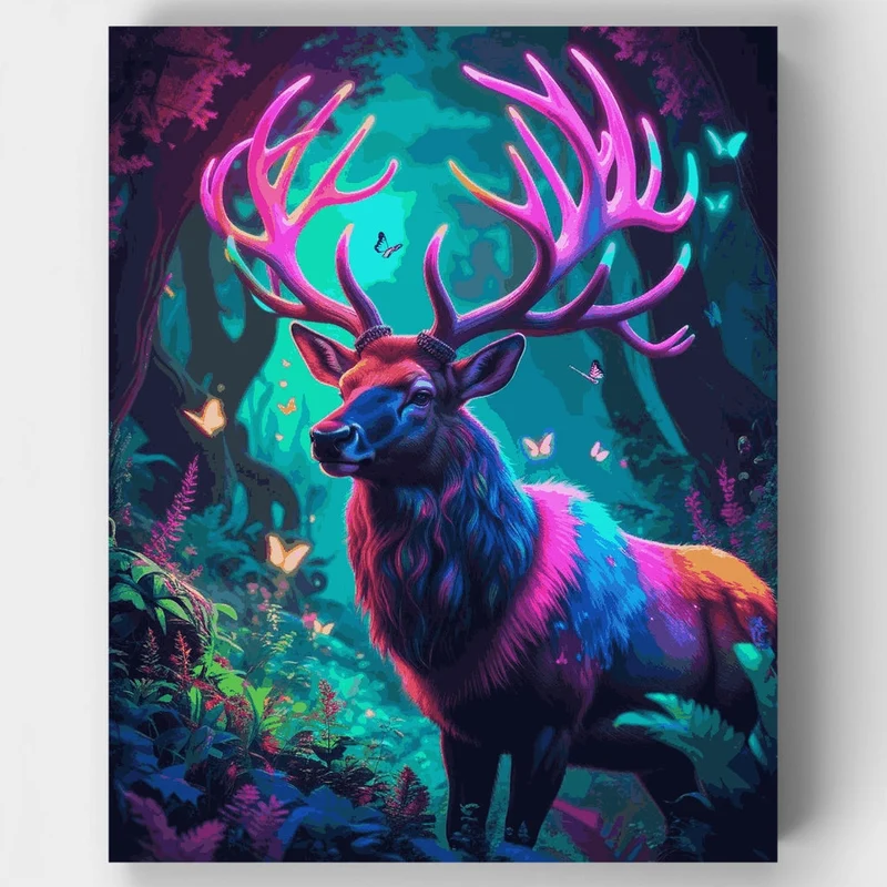 Neon Forest Stag - Paint by Numbers Kit