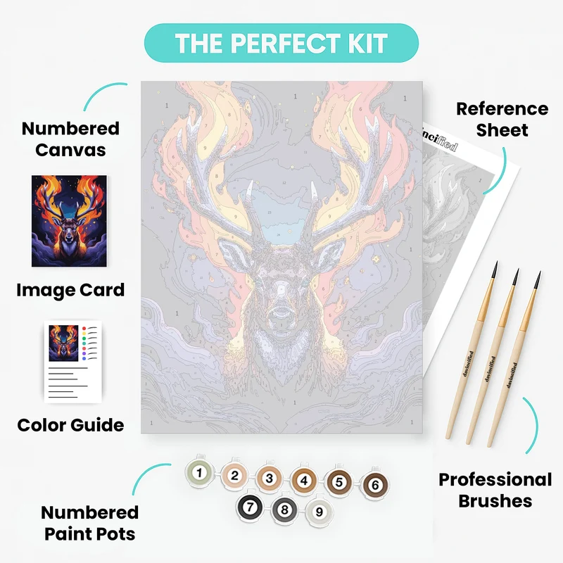 Celestial Flame Elk - Paint by Numbers Kit