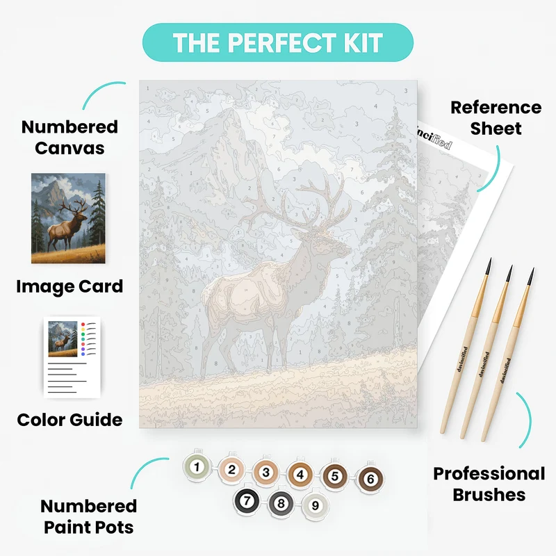 Majestic Elk in Mountain Wilderness - Paint by Numbers Kit