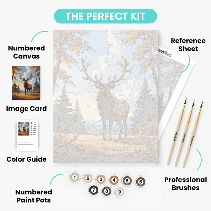 Majestic Elk in Autumn Forest - Paint by Numbers Kit