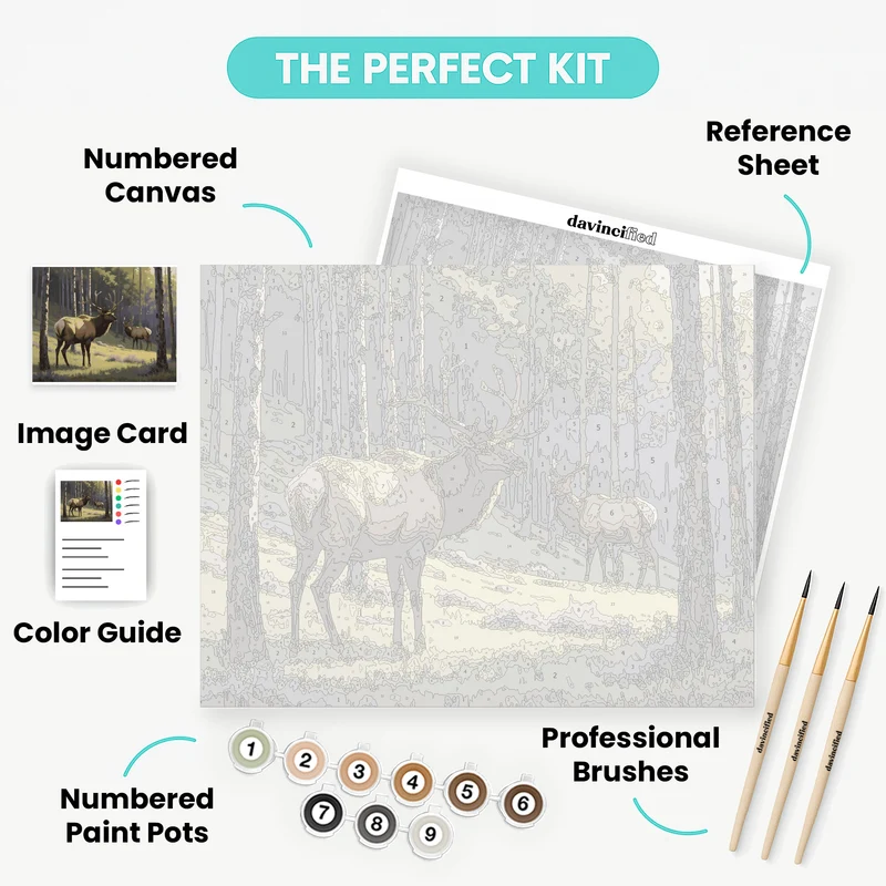 Majestic Elk in Forest Clearing - Paint by Numbers Kit