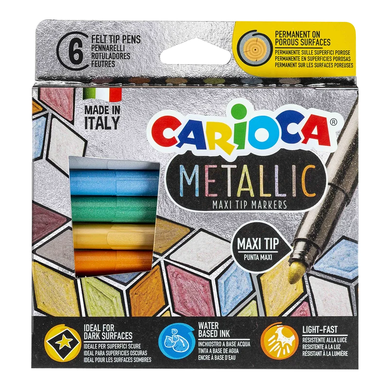 Pennarelli Carioca Metallic, punta maxi, colori assortiti