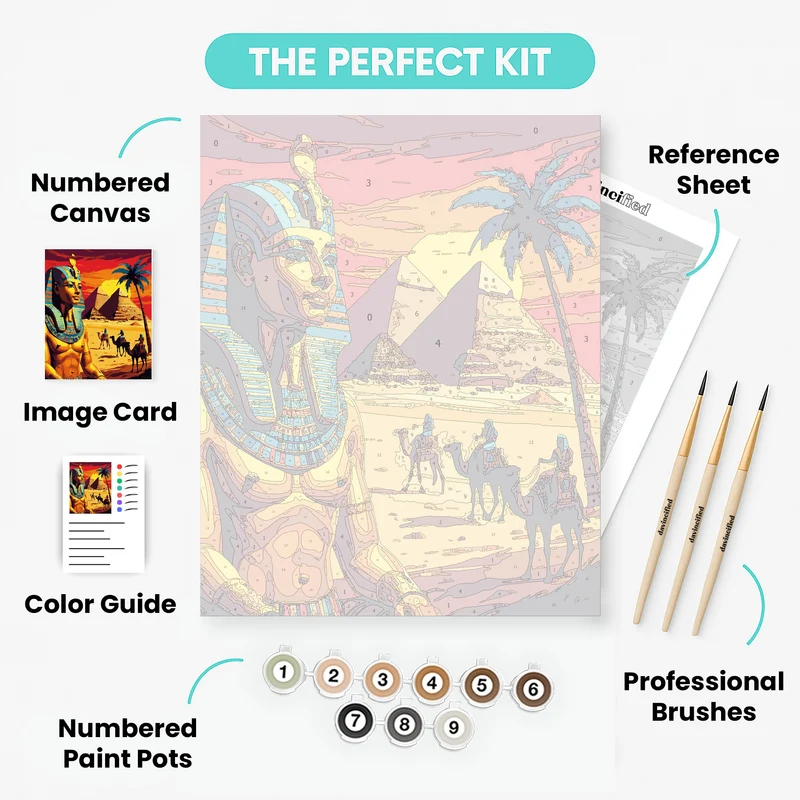Ancient Egyptian Pharaoh Desert Sunset - Paint by Numbers Kit