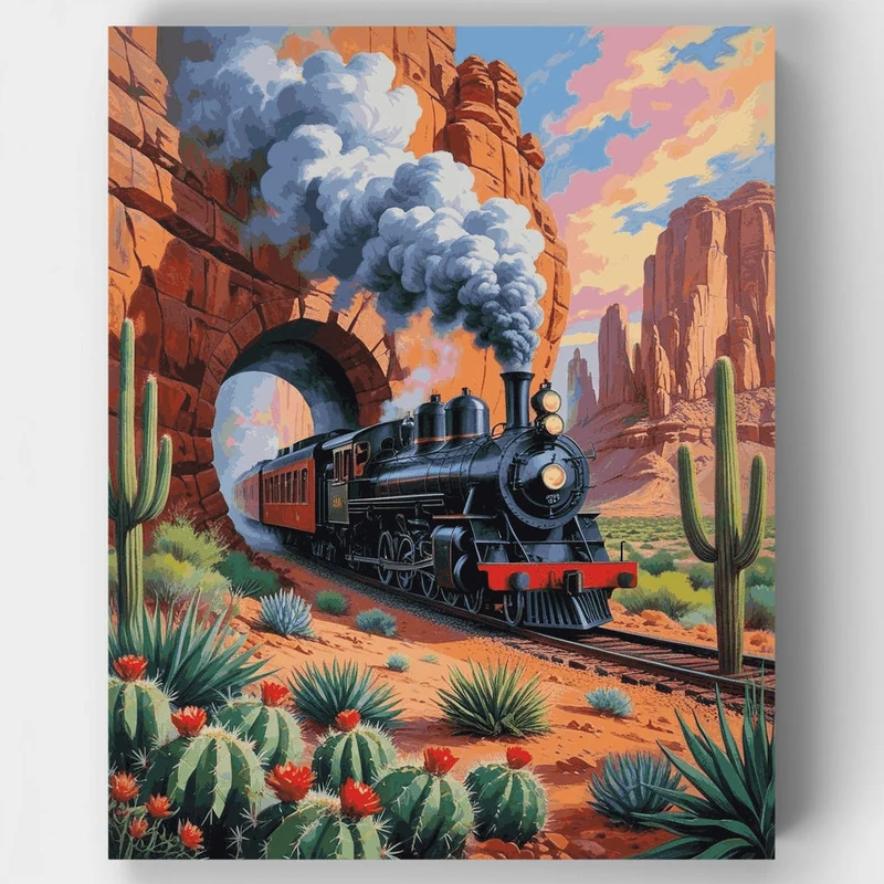 Desert Steam Train Adventure - Paint by Numbers Kit