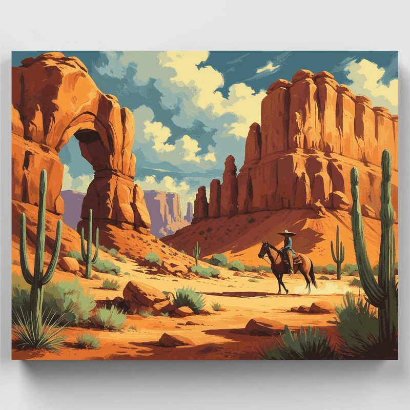 Western Desert Canyon Rider - Paint by Numbers Kit