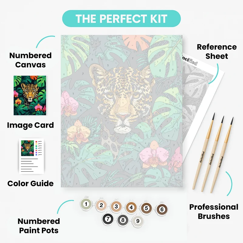 Jaguar in Tropical Paradise - Paint by Numbers Kit